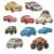 Car Theme Birthday Cutouts – 10-piece multicolour cartoon car pack with racing cars, monster truck, taxi and jeep for party wall decor