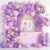 Butterfly Combo Kit 87 PCS – purple pink lavender gold balloon arch decoration set with golden butterfly accents for girls birthday party