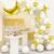 Twinkle Little Star Theme Party Balloon Kit – 55-Piece gold and white celestial set with crescent moon, gold star foil, and confetti balloons