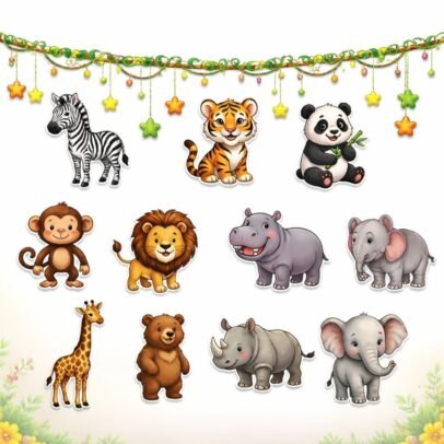 Jungle Animal Theme Party 12 PCS Cutouts