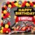 Car Racing Theme Birthday Decoration Kit – 74-piece red black yellow party set with foil balloons, checkered flags, 5x5ft backdrop and hand pump