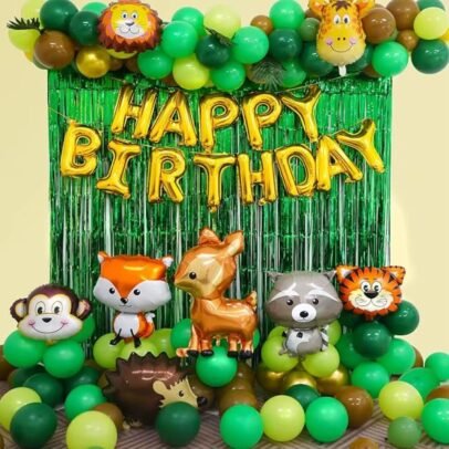 ungle Theme Birthday Balloon Decoration combo Kit 63 PCS