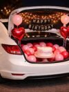 Car Boot Decoration for Surprise Birthday – 34-piece red and pink balloon kit with 2 heart balloons, Happy Birthday banner and balloon string