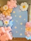 Daisy Flower Balloon Garland Kit – 80-piece pink, blue & blush arch set with daisy balloon flowers, strip tape and adhesive dots