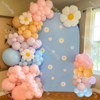 Daisy Flower Balloons Garland Kit Groovy One Balloon Arch Pink Blue Blush Decor Baby Shower Wedding Birthday Party Supplies 80 PCS