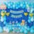Baby Boy Welcome Decoration Kit – 50-piece blue white set with foil balloons, welcome banner and metallic foil curtains for baby arrival party