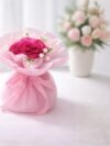 Pink Satin Ribbon Rose Bouquet – handcrafted blush pink decorative floral gift with layered satin petals, gift-ready packaging