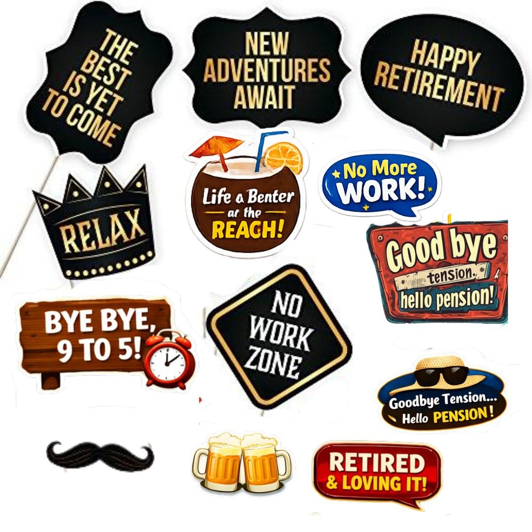 Retirement Photo Booth Props – 20 Stunning Black & Gold Party Cutouts - Image 2