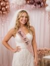 Bride to Be Sash in rose gold glitter — adjustable bridal sash for hen parties, bachelorette nights, bridal showers and engagement celebrations