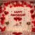 Anniversary 63 Combo Set – 63-piece red and white romantic decoration kit with heart foil balloons, LED lights, net backdrop and Happy Anniversary banner