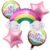 Rainbow Foil Balloon Set 5 – 32×25 rainbow balloon, 2 round Happy Birthday 18" & 2 pink star 18" foil balloons for birthday party