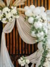 Anniversary Decoration Kit – 38-piece white & chrome silver balloon arch with Happy Anniversary banner and ribbon for romantic room setup