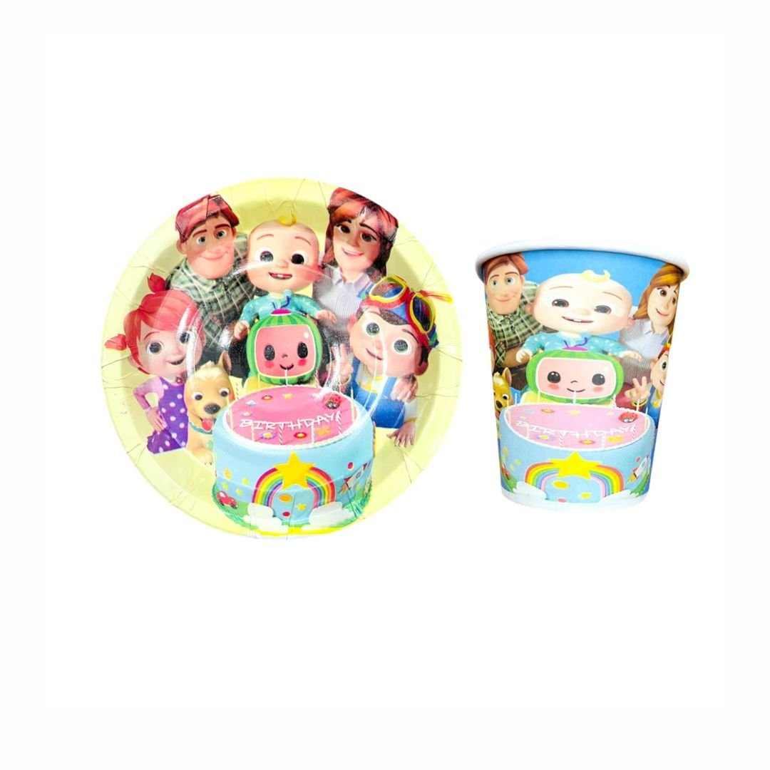 Cocomelon Birthday Disposable Plates & Cups – 80-Piece Complete Party Set for Kids - Image 2