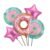 Donut Foil Balloon Set – 5-piece pink star, round foil and donut character balloons for sweet-themed kids birthday party decoration