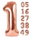 Rose Gold Number 1 Foil Balloon Set – 16-inch metallic party balloon for 1st birthday decoration and photoshoot backdrop