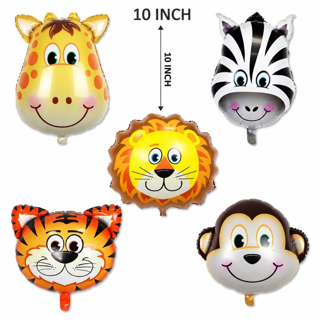 Animal Foil Balloons For Kids – 5-Piece Stunning Jungle Birthday Decoration Set - Image 3