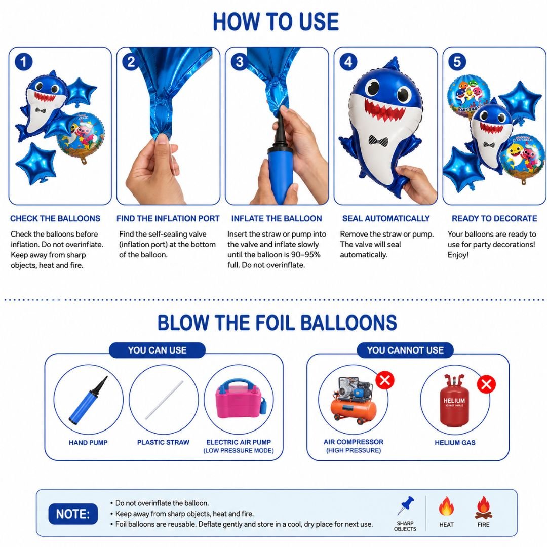 Baby Shark Foil Balloon Set – 5-Piece Stunning Kids Party Bundle - Image 4
