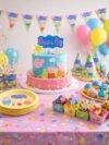 Peppa Pig Birthday Theme Plates & Glasses – 80-Piece Pink Disposable Kids Party Tableware Set with 40 Plates and 40 Cups