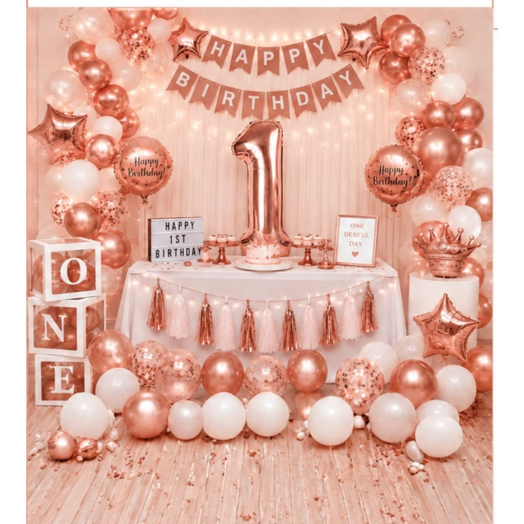 Rose Gold Number 1 Foil Balloon Set – Stunning 16-Inch Party Decor - Image 4