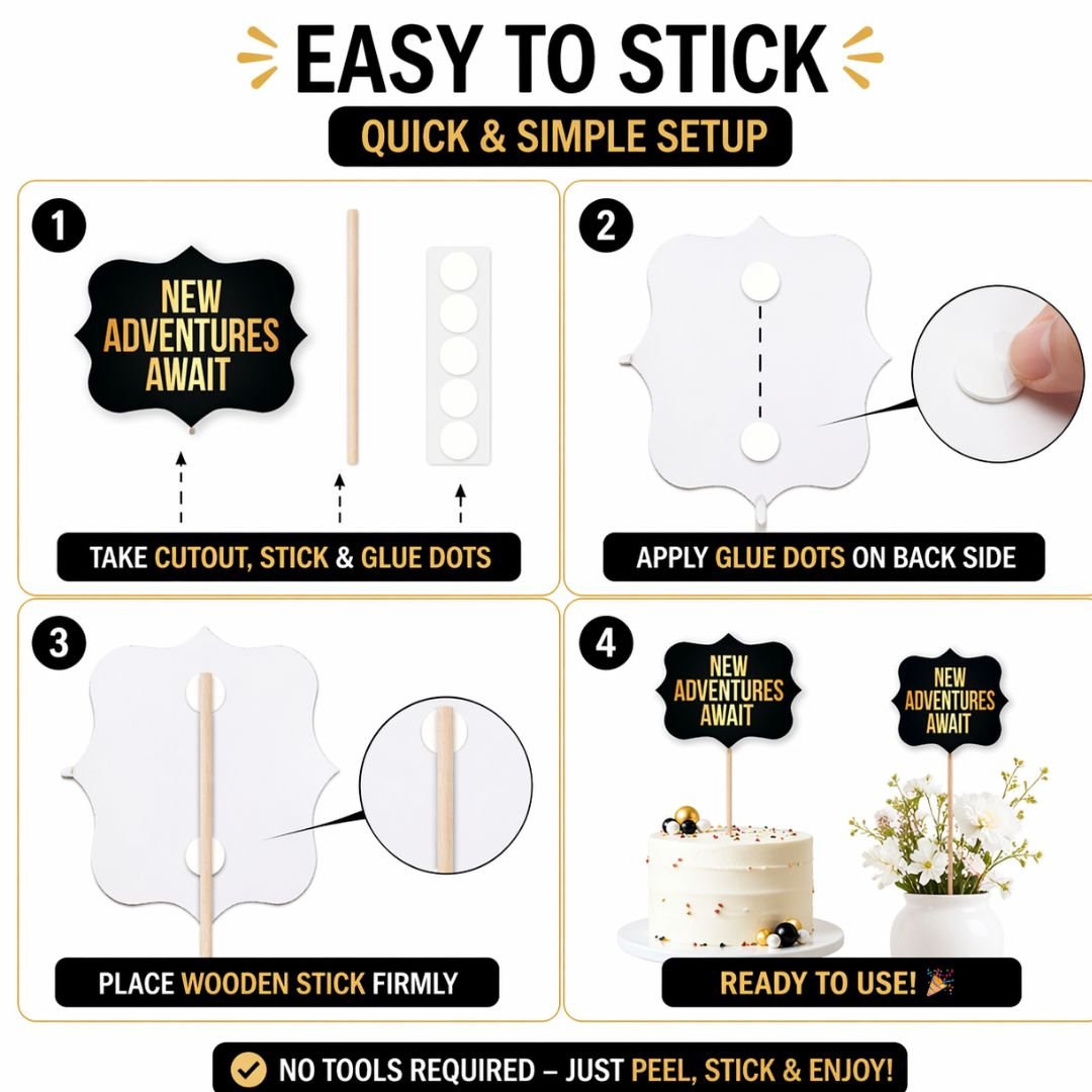 Retirement Photo Booth Props – 20 Stunning Black & Gold Party Cutouts - Image 5