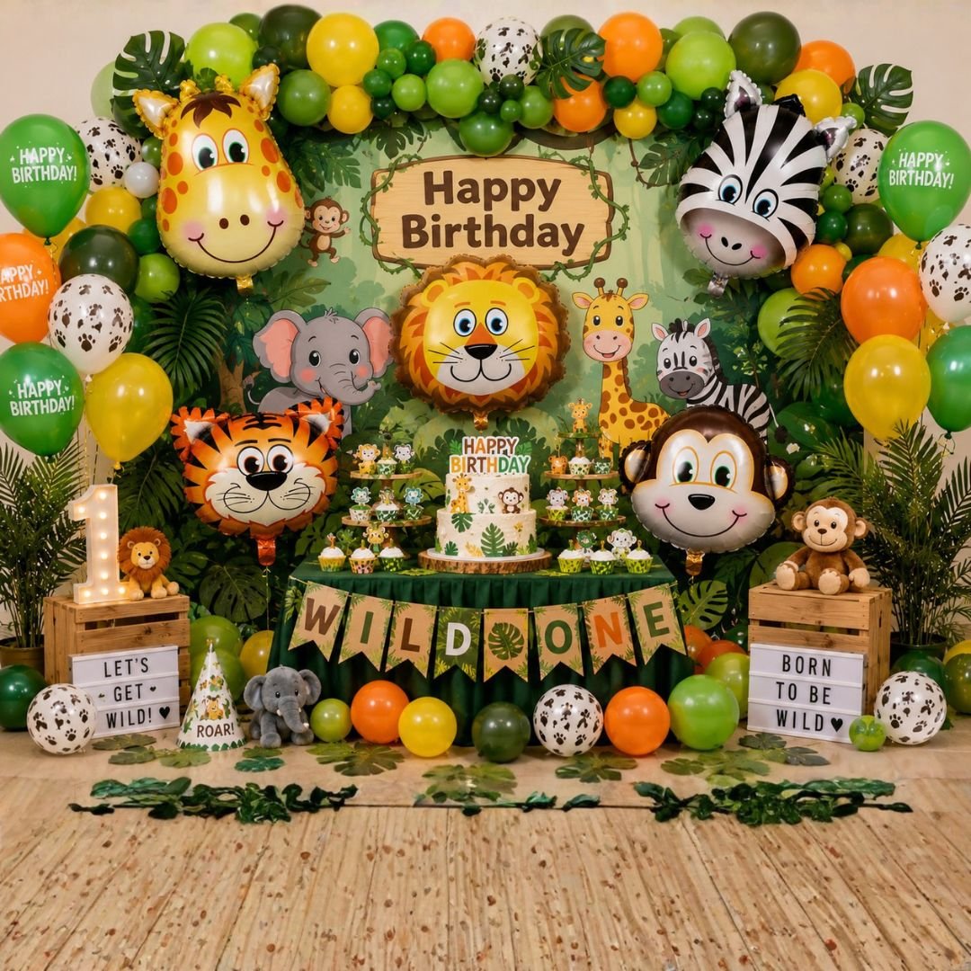 Animal Foil Balloons For Kids – 5-Piece Stunning Jungle Birthday Decoration Set - Image 5