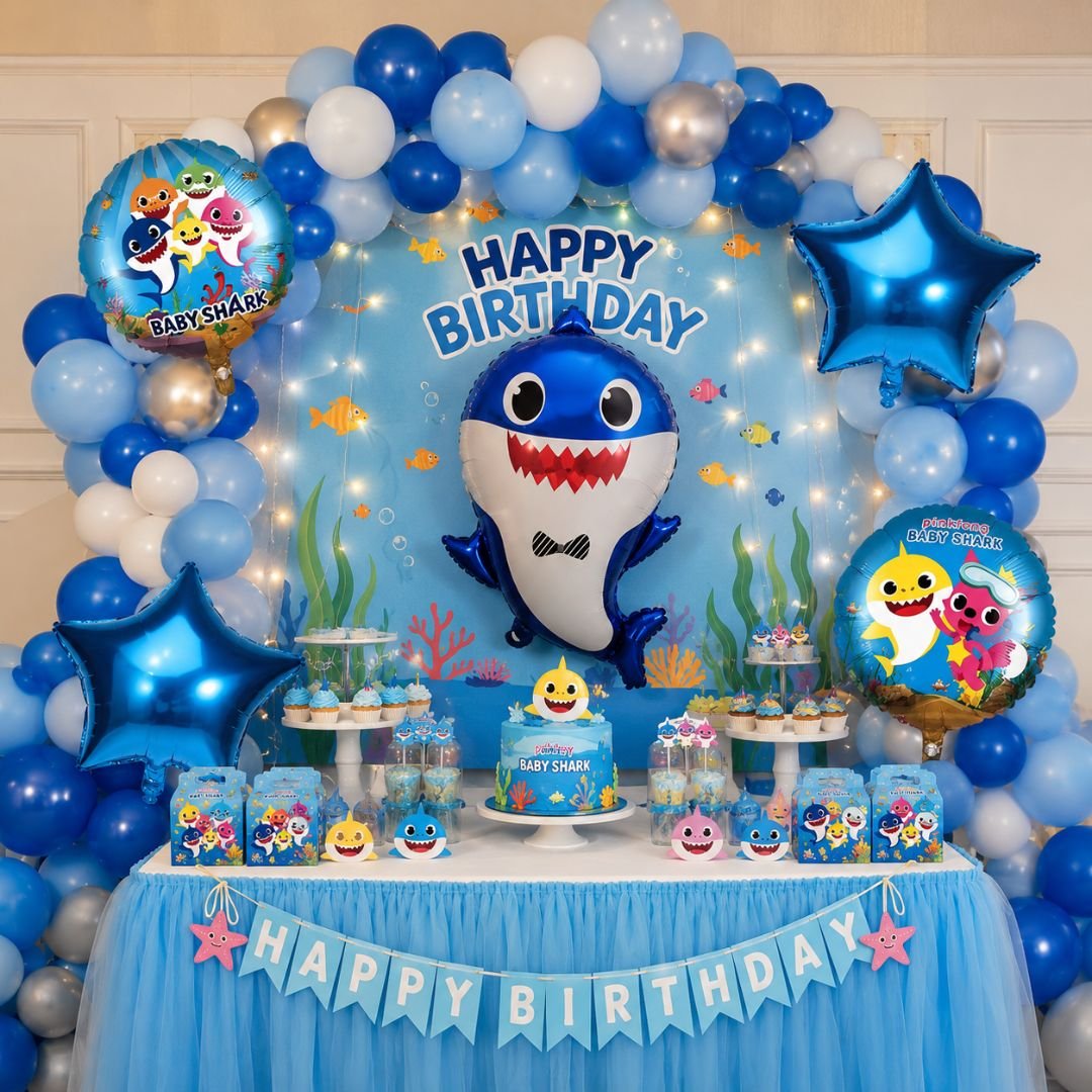 Baby Shark Foil Balloon Set – 5-Piece Stunning Kids Party Bundle - Image 5