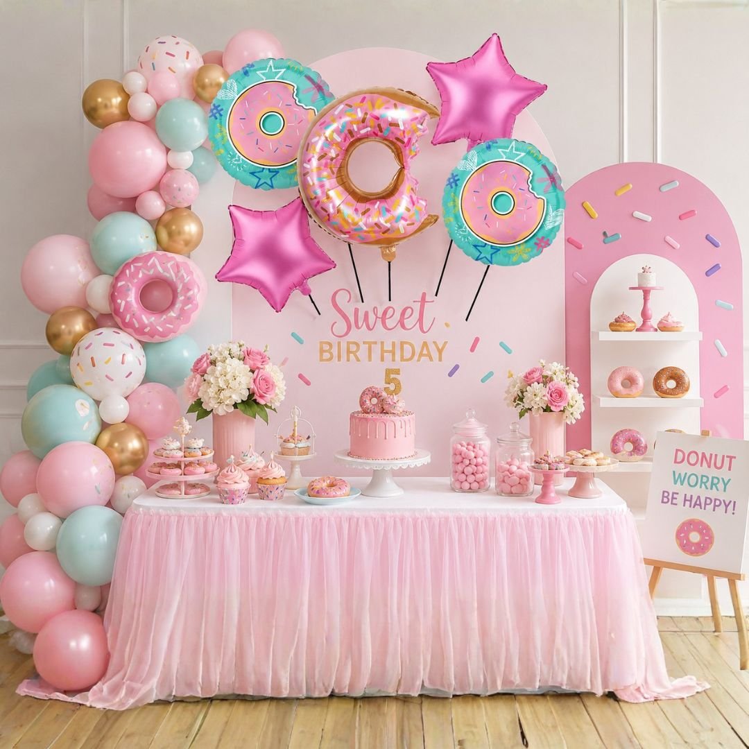 Donut Foil Balloon Set – 5-Piece Delightful Birthday Kit - Image 4