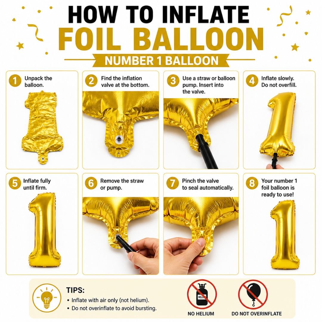 Gold Number 1 Foil Balloon – Stunning 16-Inch Birthday Party Decor - Image 5