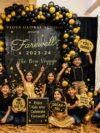 Farewell Party Kit – 50-piece chrome gold and black balloon set with farewell foil balloon for office and school goodbye parties