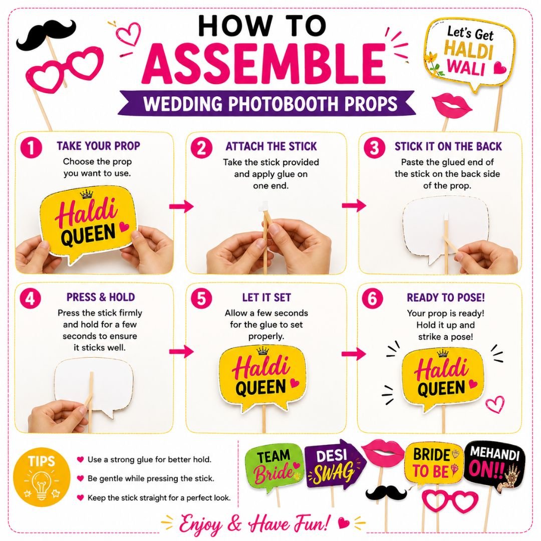 Haldi Mehndi Photo Booth Props Kit – 25-Piece Vibrant Wedding Set - Image 5