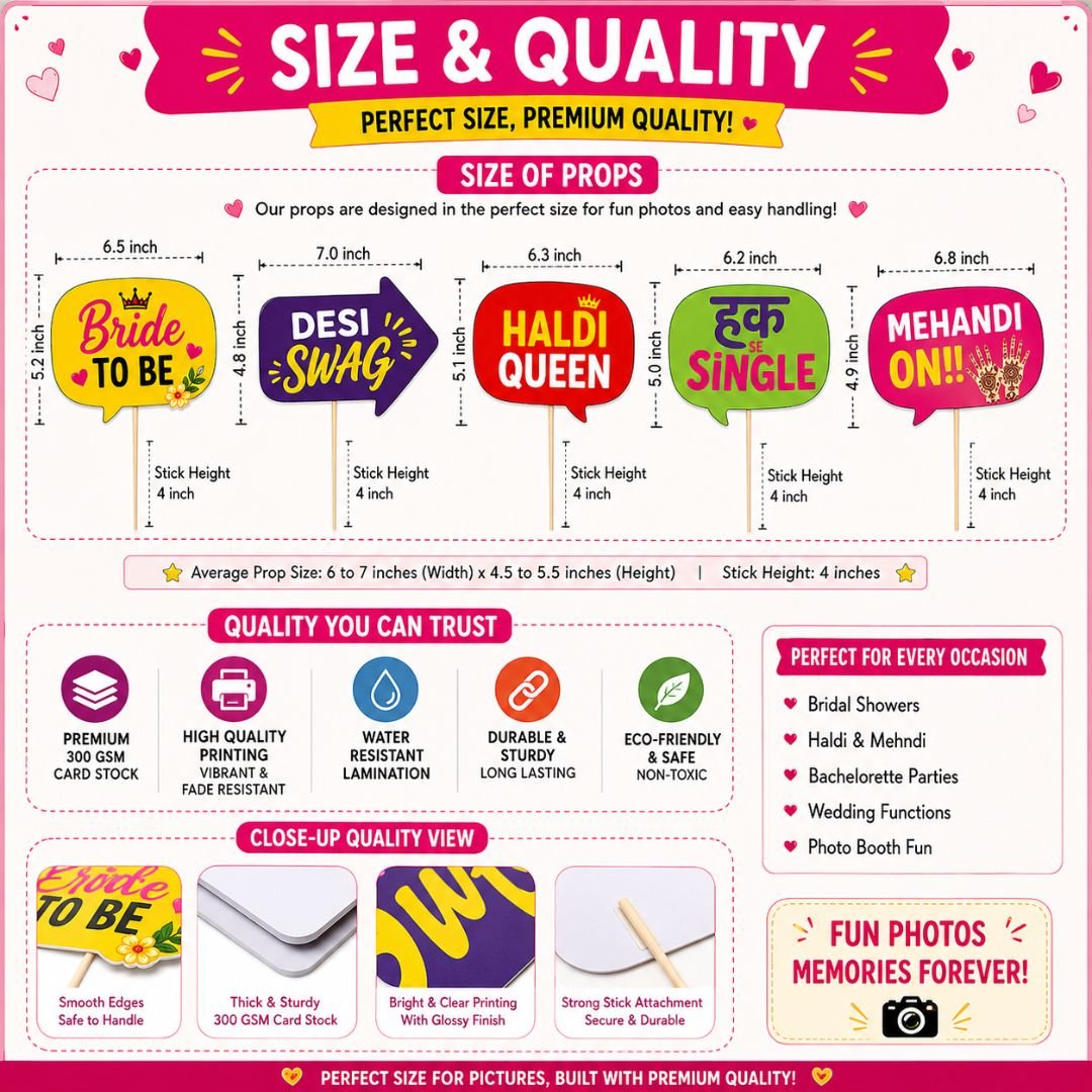 Haldi Mehndi Photo Booth Props Kit – 25-Piece Vibrant Wedding Set - Image 6