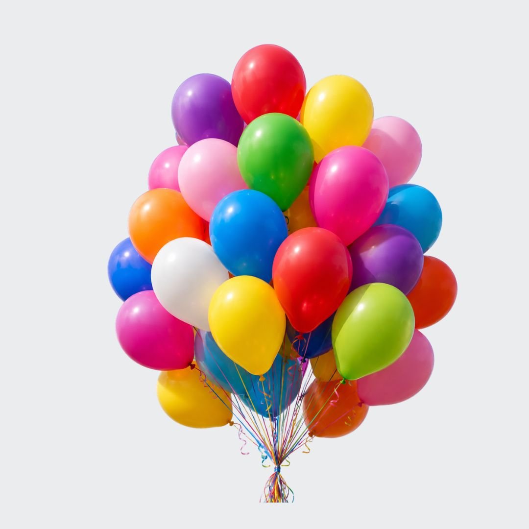 Latex Balloons All Colour Pack – multicolour rainbow latex balloon set available in 25, 50 and 100 pieces for birthday and party decoration