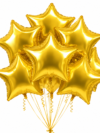 18 inch gold star foil balloons - pack of 5 metallic mylar star balloons for birthday and party decoration