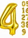 32 Inch Gold Foil Number 4 Balloon – 81cm metallic party décor for 4th birthday celebrations, gold foil number balloon