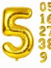 32 Inch Gold Foil Number 5 Balloon – 81cm metallic party décor for 5th birthday celebrations, gold foil number balloon