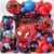 Spider-Man Birthday Decoration Kit – 68-piece set with red black blue balloons, foil fringe curtains, Spider-Man foil balloon set and happy birthday banner