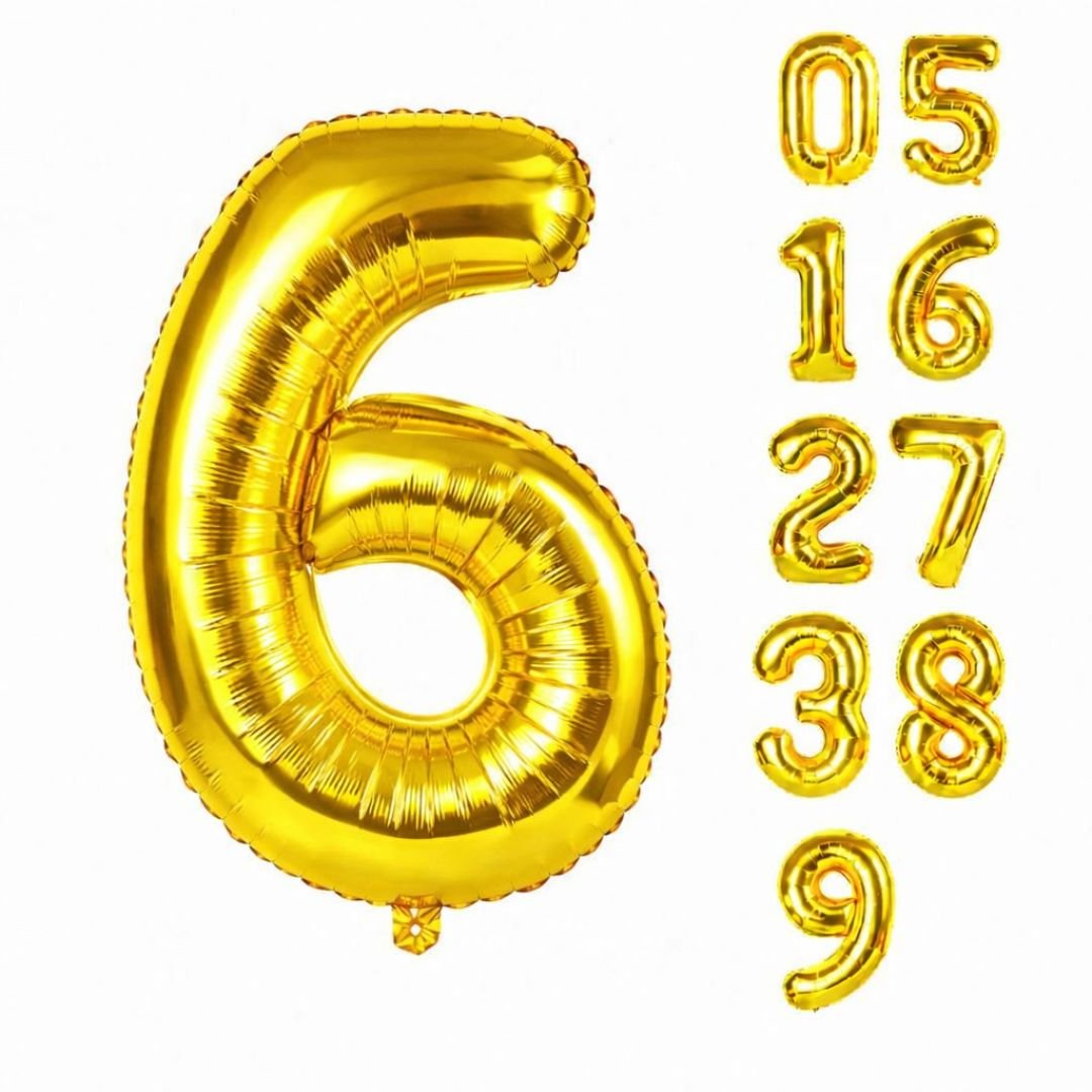 32 Inch Gold Foil Number 6 Balloon – 81cm metallic gold mylar number balloon for 6th birthday and anniversary party decoration
