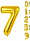 Gold Foil Number 7 Balloon – 32 inch metallic mylar foil party decor for 7th birthday and anniversary celebrations