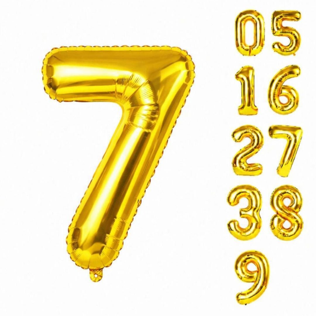 Gold Foil Number 7 Balloon – 32 inch metallic mylar foil party decor for 7th birthday and anniversary celebrations