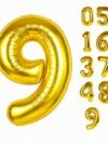 Gold Foil Number 9 Balloon – 32 inch giant metallic gold mylar foil number for 9th birthday party decoration