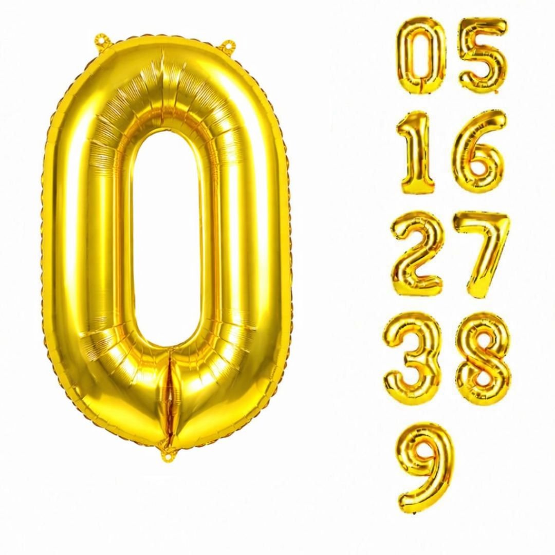Gold Foil Number 0 Balloon – 32 inch metallic gold digit balloon for milestone birthday and anniversary party decoration