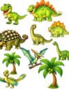 Dinosaur party cutouts decoration set – 10-piece cartoon dino kids birthday props for wall décor, photo booth & party backdrop