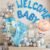 Welcome Baby Boy Balloon Decoration Kit – 55-piece blue, white & silver baby shower set with foil balloons and WELCOME BABY banner