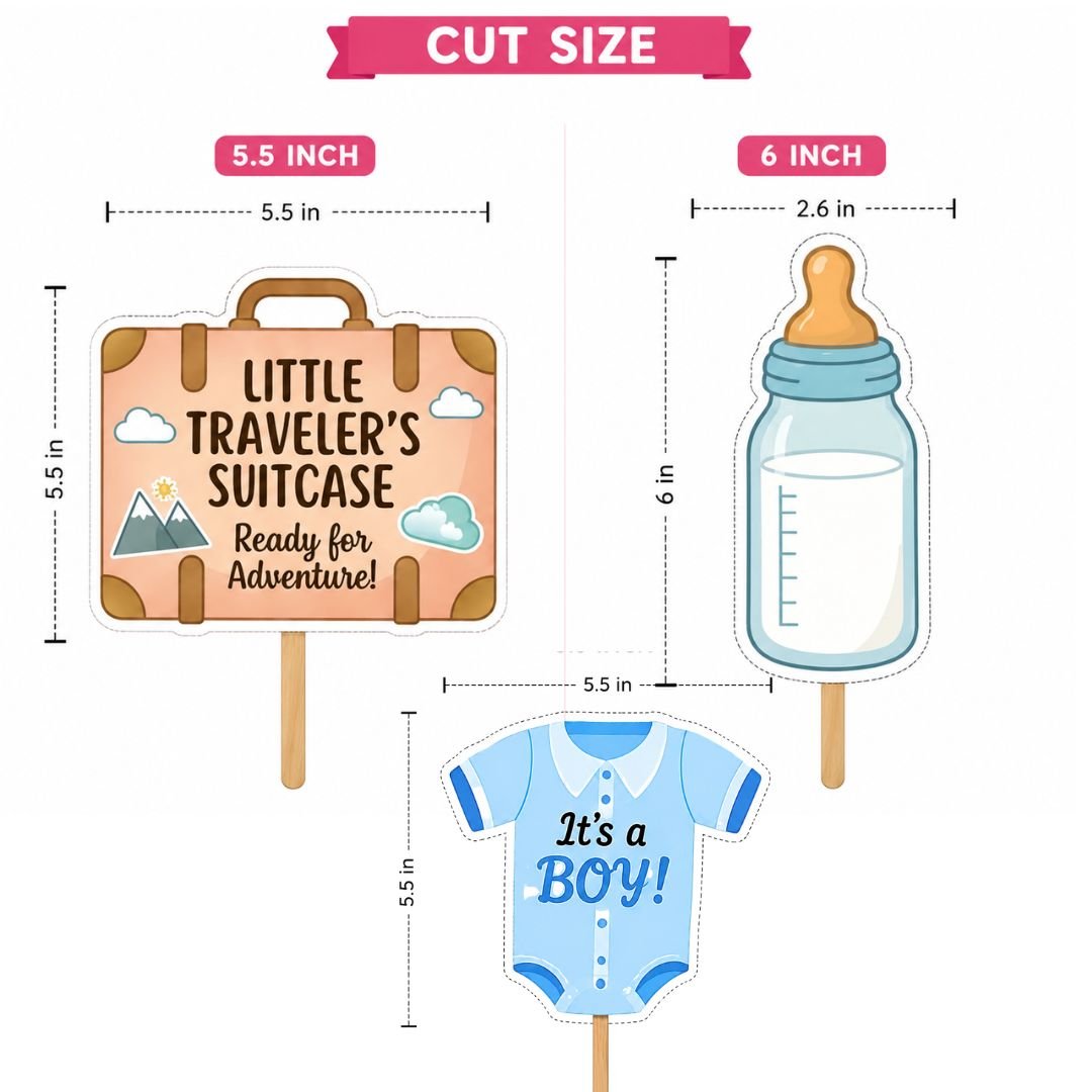 Baby Shower Photo Booth Props Set – Adorable 18-Piece Cutout Set" - Image 3