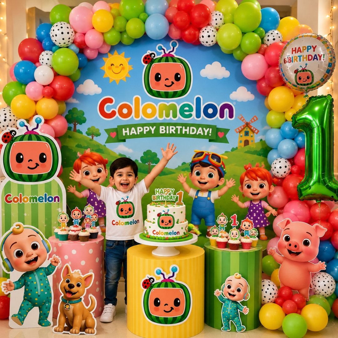 Cocomelon Birthday Decoration Kit – 68-Piece Vibrant Party Set for Kids" - Image 4