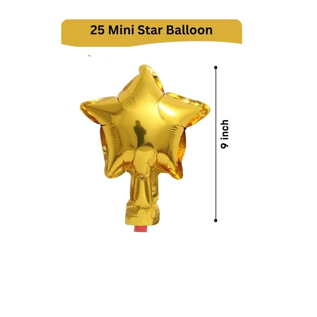 Mini Gold Star Foil Balloons - Pack of 25 for Stunning Birthday Decor - Image 2