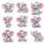 Baby Elephant Birthday Decoration Cutouts - 9 pc grey and pastel set with elephant faces, garlands and photo props