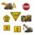 Construction Theme Cutouts - 8 PCS Yellow Orange Party Set with Bulldozer, Crane, Cement Mixer