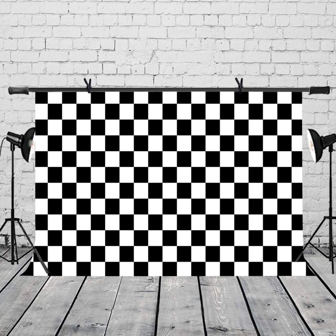 Black and White Checkered Backdrop - 8x8 FT Stunning Decor