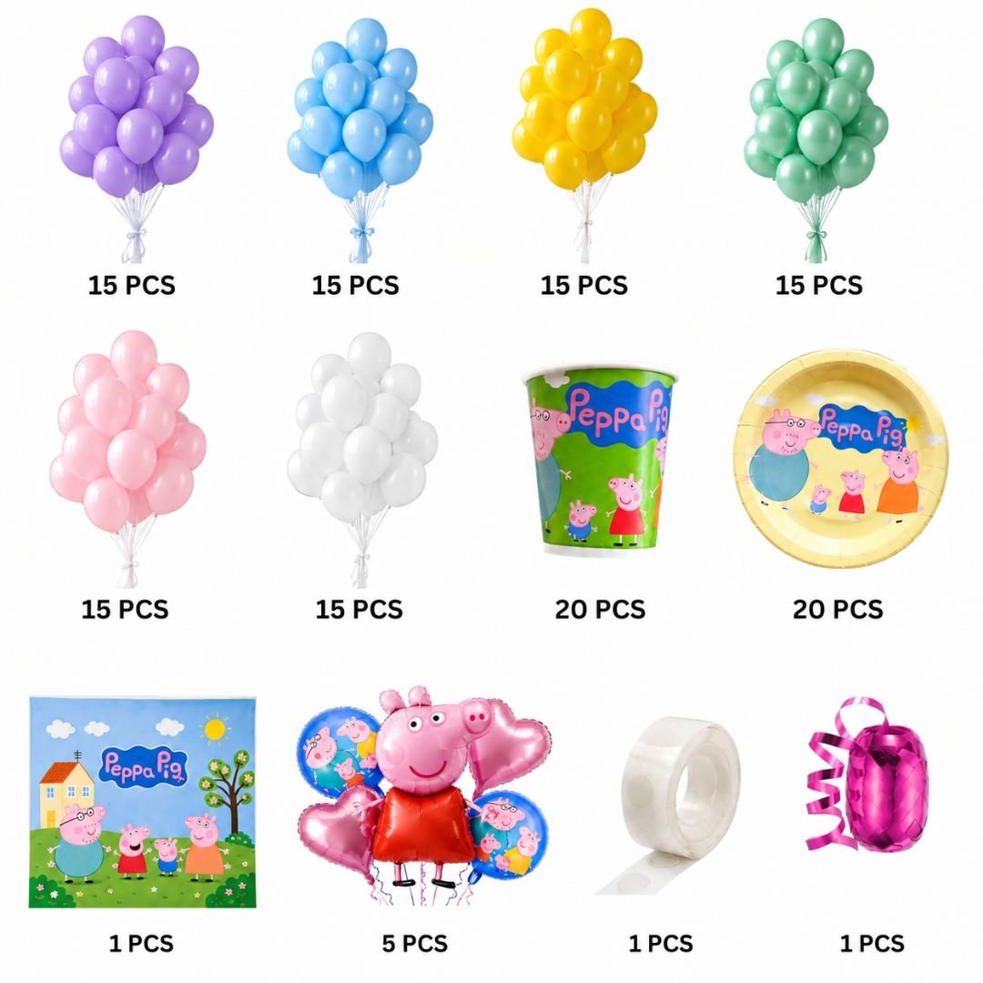 Peppa Pig Birthday Decoration Combo Kit – 138-Piece Party Set - Image 5